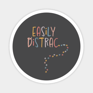 Easily Distrac Distracted Funny Dogs Cats Pawprint Magnet